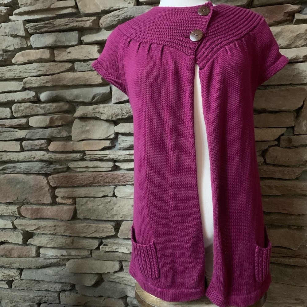Roxy Cap Sleeve Knot Two Button Cardigan